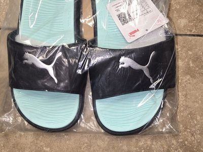 Puma Cool Cat Sport Black & Aqua Slide Sandals Women's Size 7 New with Tags
