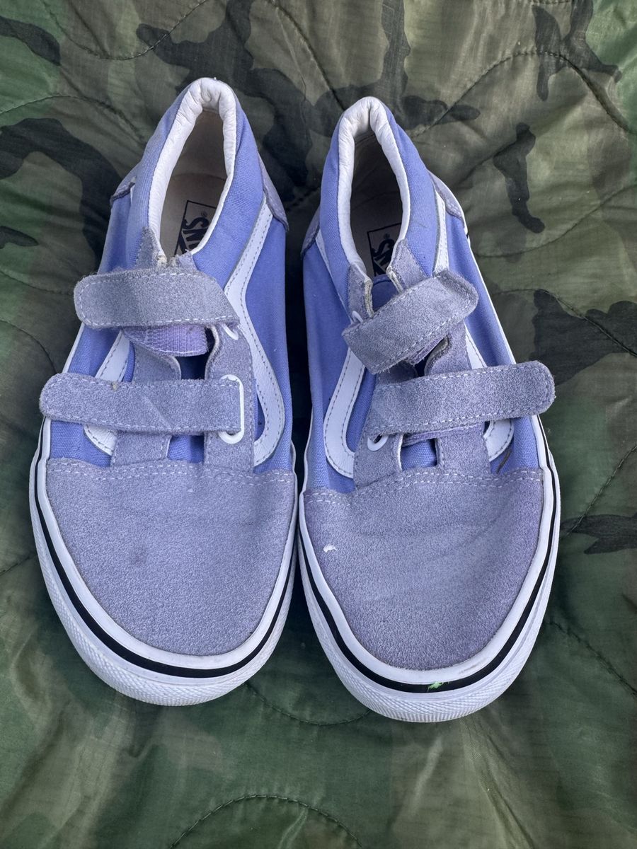 Vans Old Skool V Velcro Sneakers - Periwinkle, Mens 6/Womens 7.5