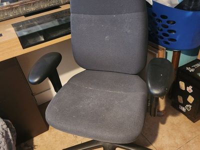 Gray Fabric Ergonomic Office Desk Chair with Armrests & Rolling Base