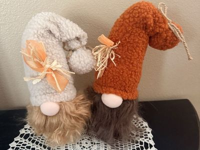Set of 2 Fall Harvest Thanksgiving Gnomes with Sherpa Hats 11"