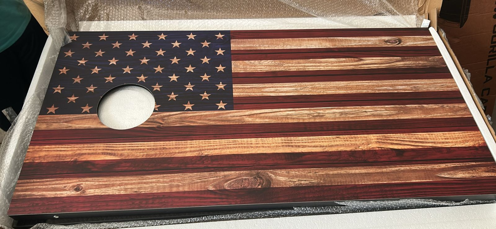 Wooden American Flag Cornhole Board Set - Patriotic Outdoor Game