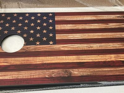 Wooden American Flag Cornhole Board Set - Patriotic Outdoor Game