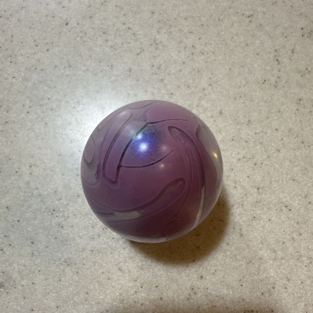 Vintage Hand-Blown Art Glass Paperweight by Jimos (1998) - Swirl Design, Purple & White