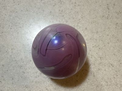 Vintage Hand-Blown Art Glass Paperweight by Jimos (1998) - Swirl Design, Purple & White