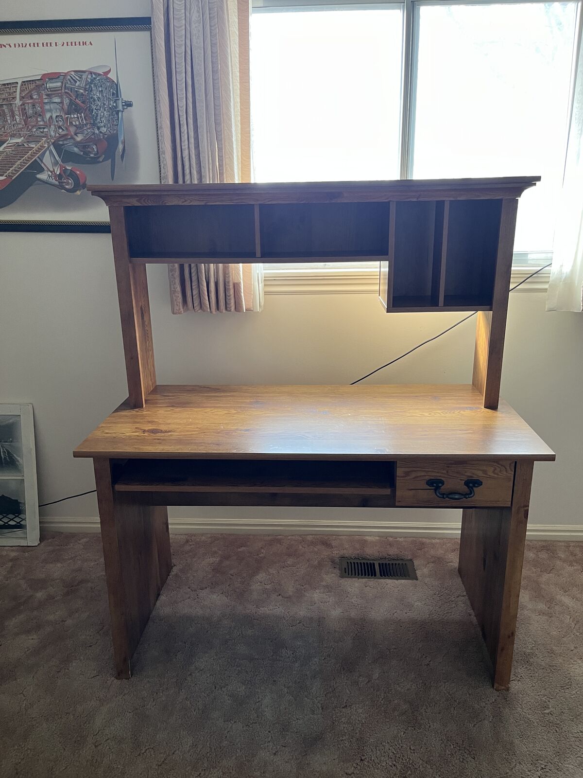 Solid Home Office Desk with Hutch – Great Storage