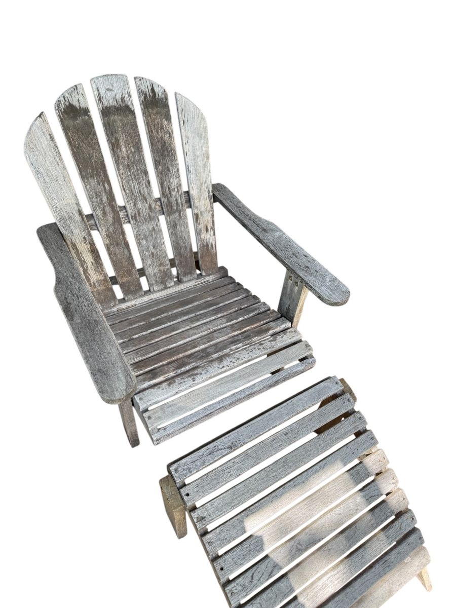 Teak Adirondack Chairs (pair) w foot rests and pads