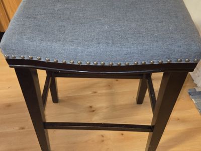 Blue-Gray Upholstered Bar Height Stool