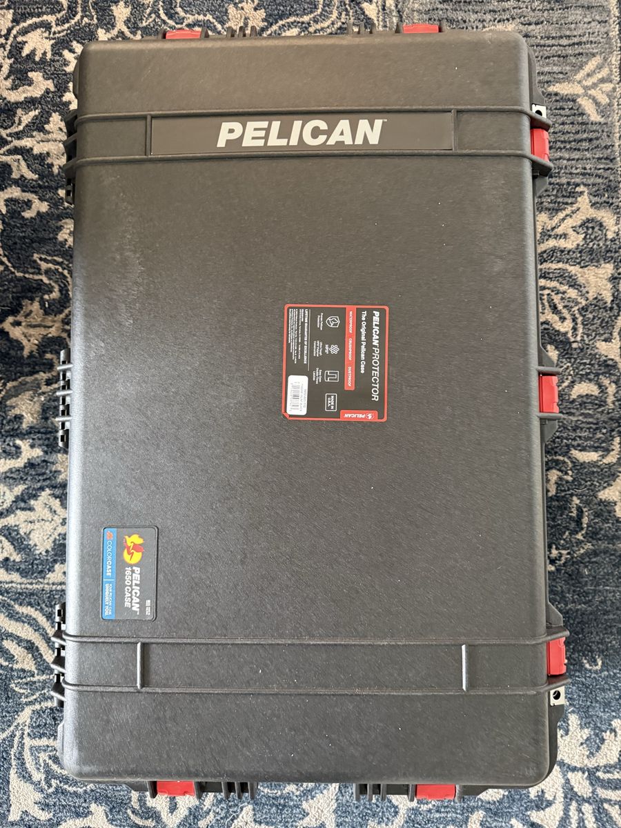 Brand New Pelican 1650 Protector Case - Black, Waterproof, Crushproof, Dustproof, Hard Rolling Case