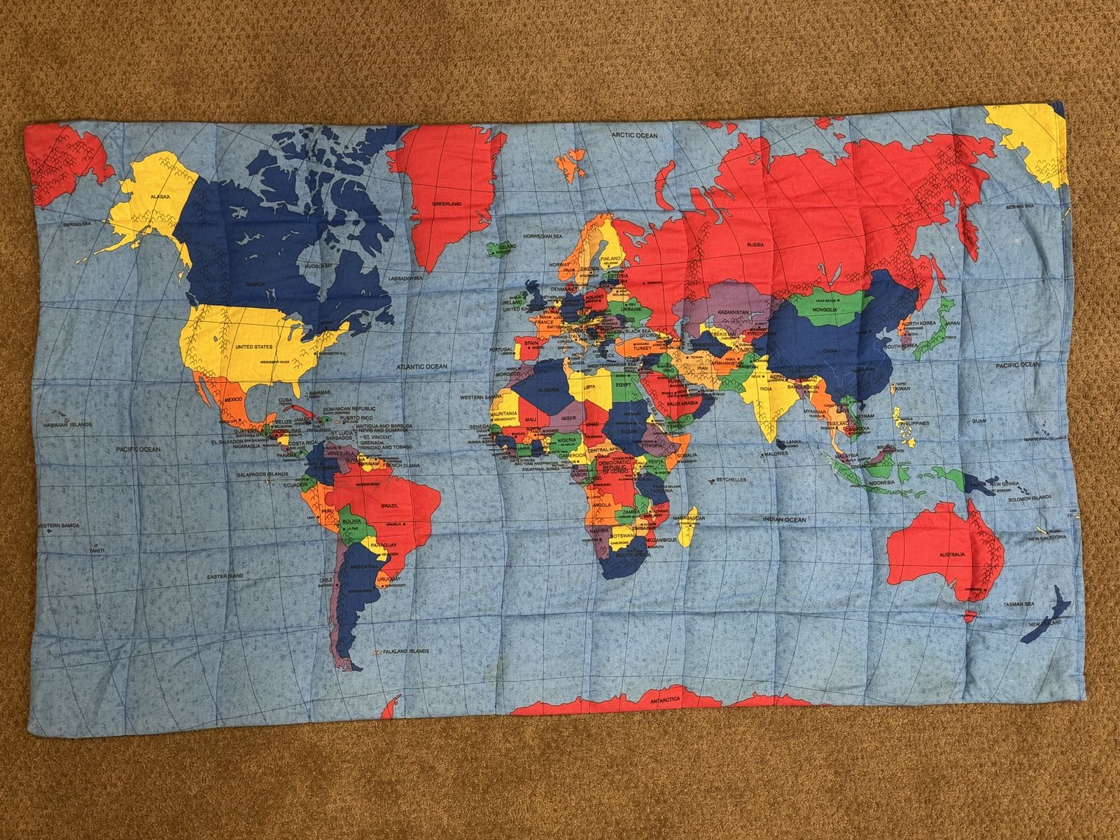 World Map Weighted Blanket – 9–10 lb – 32” x 54”