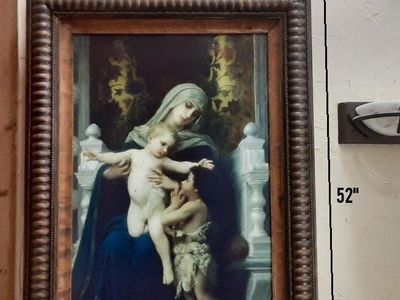 Beautiful Framed Canvas Oil Painting. Mary, Jesus and John