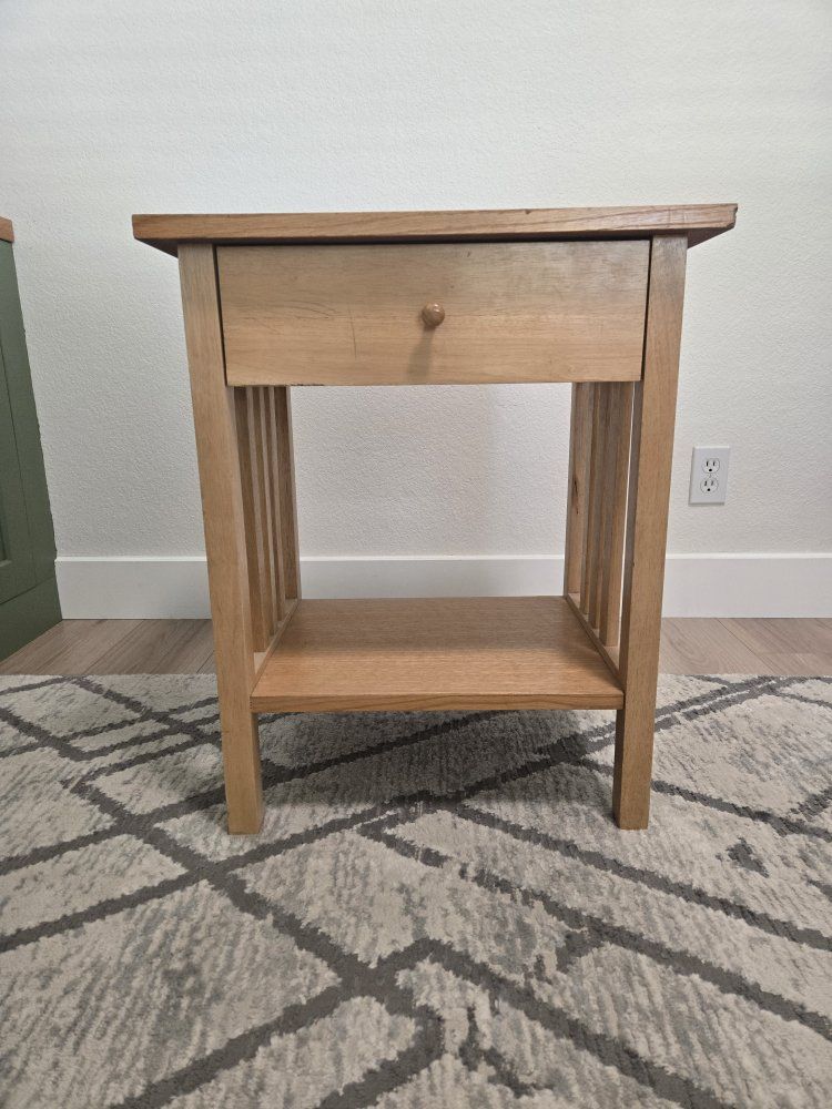 Wooden Mission Style Nightstand with Drawer and Lower Shelf