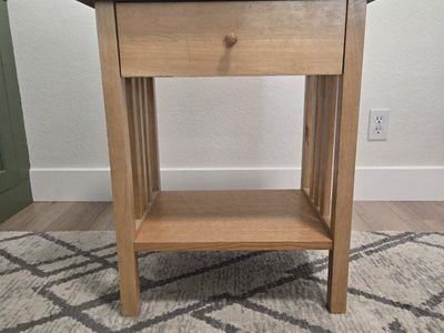 Wooden Mission Style Nightstand with Drawer and Lower Shelf