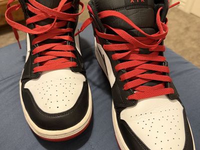 Air Jordan 1 Mid Black White Red - Size 10.5