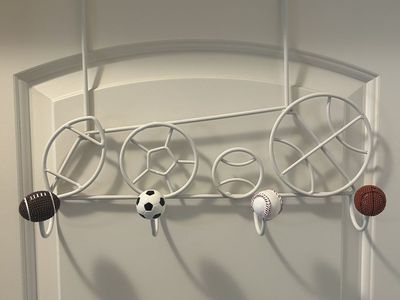 Over-the-Door Sports Themed Hook Hanger Rack