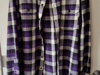Mossimo Supply Co. Men's XXL Athletic Fit Purple & Black Plaid Flannel Shirt