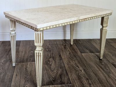 Hollywood Regency Vintage Travertine Side Table