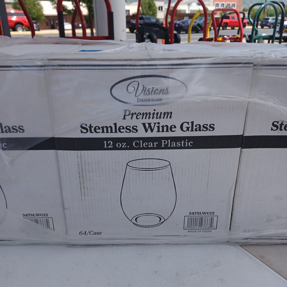 12 oz clear plastic wine glass