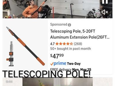 20FT Aluminum Telescoping Extension Pole, Multi-purpose with Standard Threaded Tip