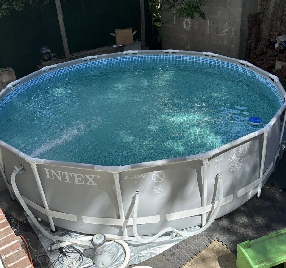 Intex 15' x 42" Above Ground Pool w/ Ladder, Pump/Filter, Clorox Chemicals, and  more