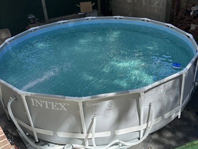Intex 15' x 42" Above Ground Pool w/ Ladder, Pump/Filter, Clorox Chemicals, and more