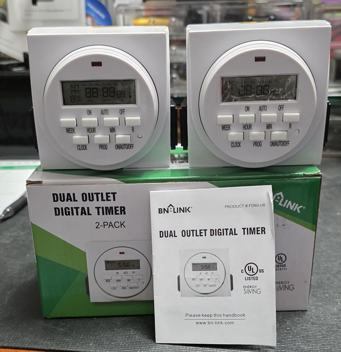 BN-LINK Indoor Digital Timer Outlet 2 Plugs Brand New Instructions 2 Timers