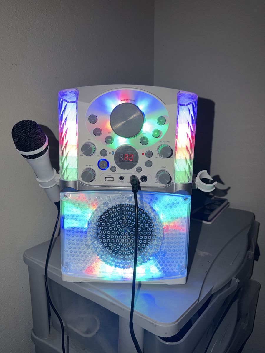 Singing Machine Karaoke System with Multicolor LED Lights and Microphone