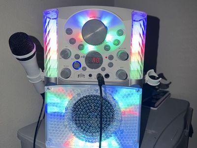 Singing Machine Karaoke System with Multicolor LED Lights and Microphone