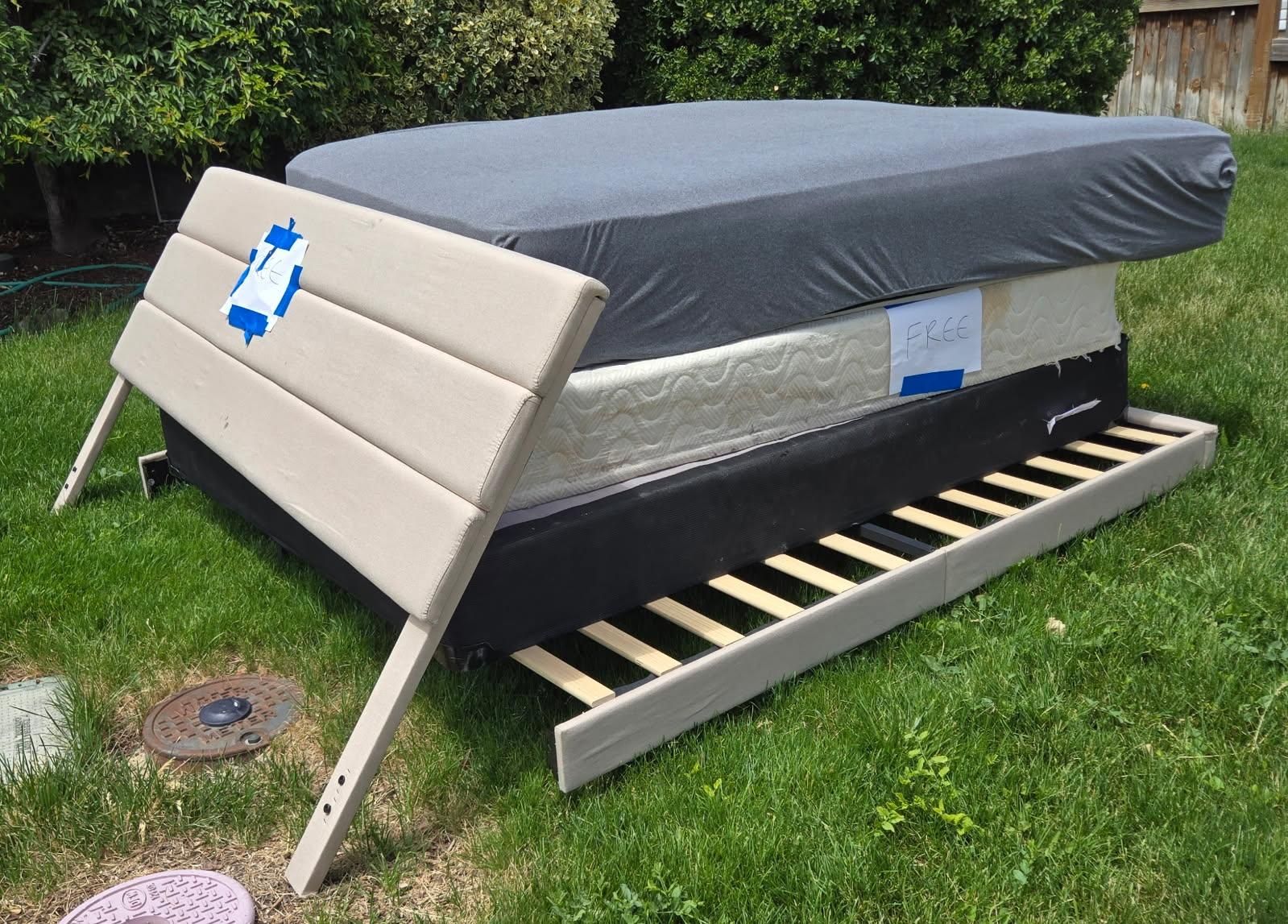 Mattress, base and part of a frame