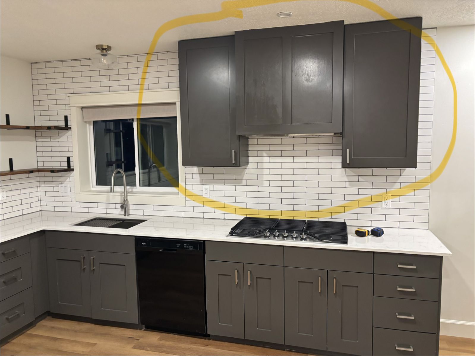 Upper Kitchen Cabinets – 74” Wide – Gray – Cheap