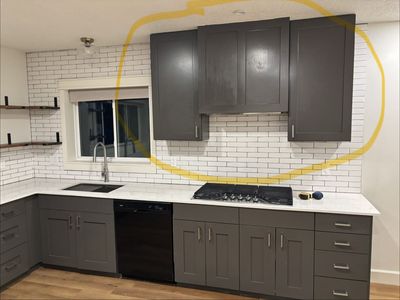 Upper Kitchen Cabinets – 74” Wide – Gray – Cheap