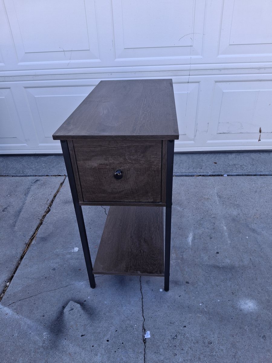 slim night stand with metal frame
