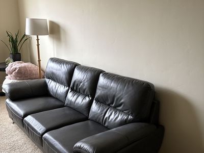 gray leather couch