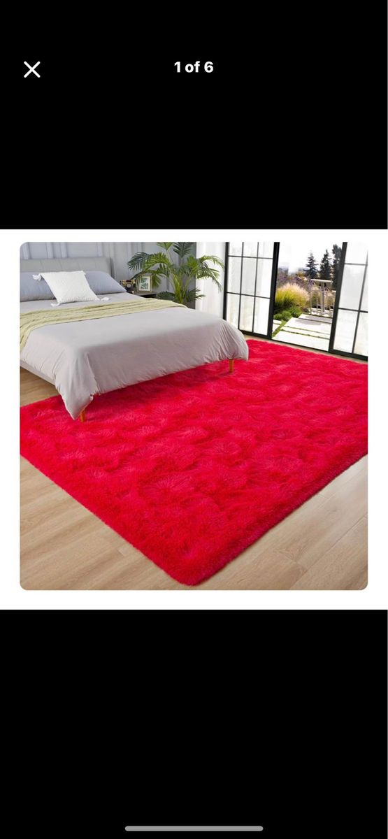AROGAN fluffy red rug