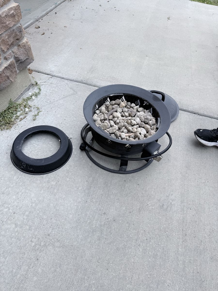Portable Outdoor Propane Fire Pit with Lava Rocks and Cover