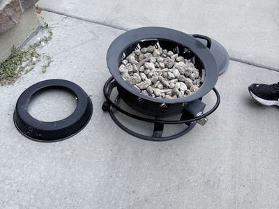 Portable Outdoor Propane Fire Pit with Lava Rocks and Cover