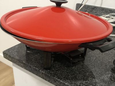 Vintage West Bend Electric Wok with Lid - Red, Classic Countertop Cooking Appliance