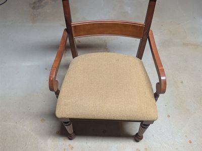 Arm chair, wood with fabric cushion