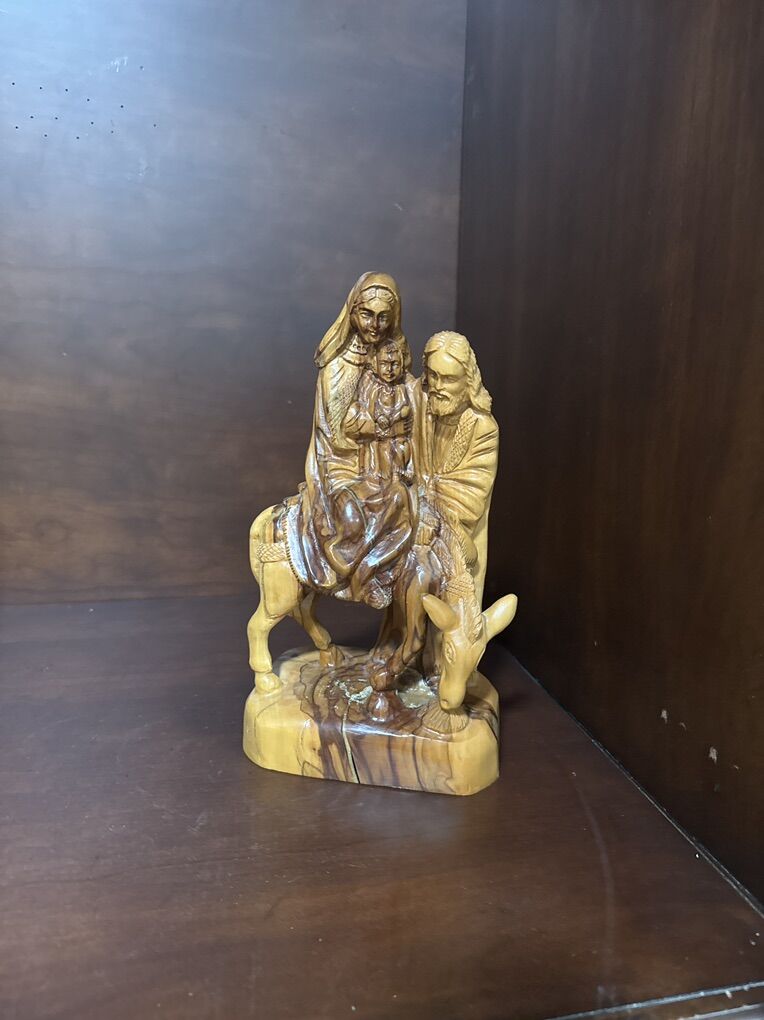 The Holy Family Flees To Egypt Olive Wood Statue