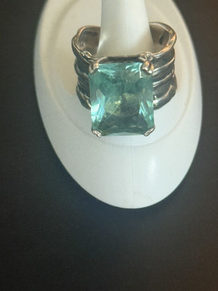 SILPADA 925 Sterling Silver Aqua Blue Glass