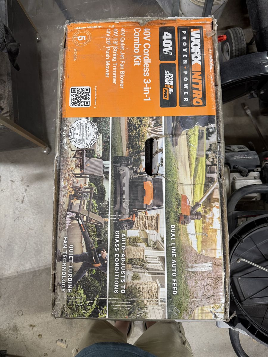 Worx 40V Lawnmower,trimmer,blower combo