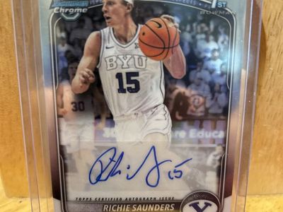 2026 Rookie Basketball Bowman Chrome Richie Saunders BYU Certified Autograph 1st Bowman Trading Card Certified Auto