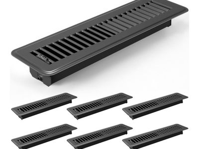 5-Pack Floor Registers 2" x 12" Dark Gray Aluminum Vent Covers with Adjustable Damper