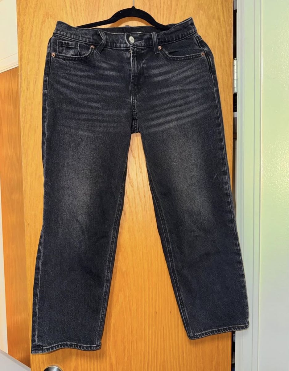 Old Navy Mid-Rise Boyfriend Loose Black Denim Jeans Size 2 Petite