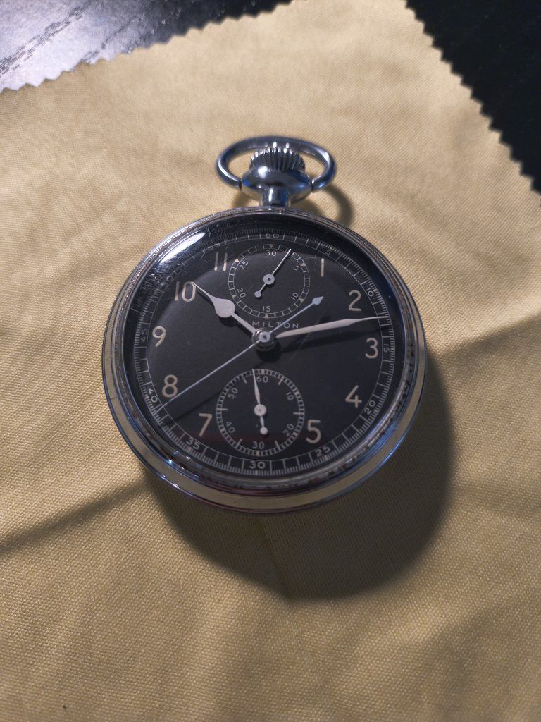 Vintage WWII Military Pocket Watch - Hamilton Model 23 Chronograph (Running)