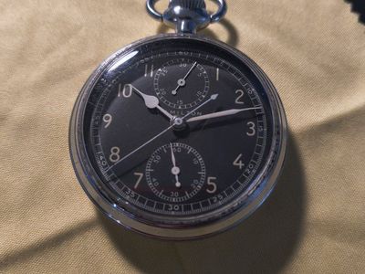 Vintage WWII Military Pocket Watch - Hamilton Model 23 Chronograph (Running)