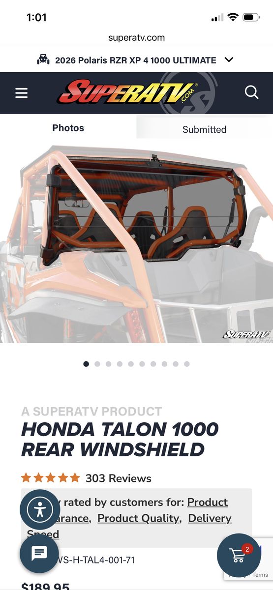 Honda Talon Rear Windshield
