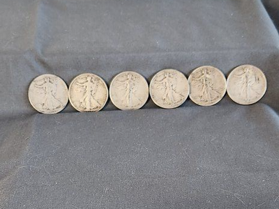 Silver Walking Liberty Half Dollars .50 Cents 1918. 1937, 1940, 1943, 1946