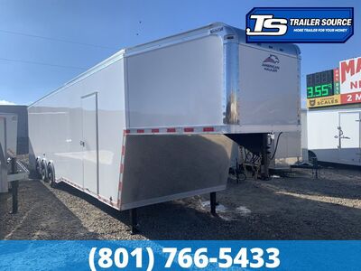 8.5x40 American Hauler Silver Hawk Gooseneck Premium Enclosed Race Car Hauler Trailer - 7'10" Interior - 21K GVWR - Rear Spoiler