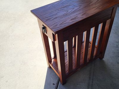 Medium Oak Wood 1 Drawer Accent Table