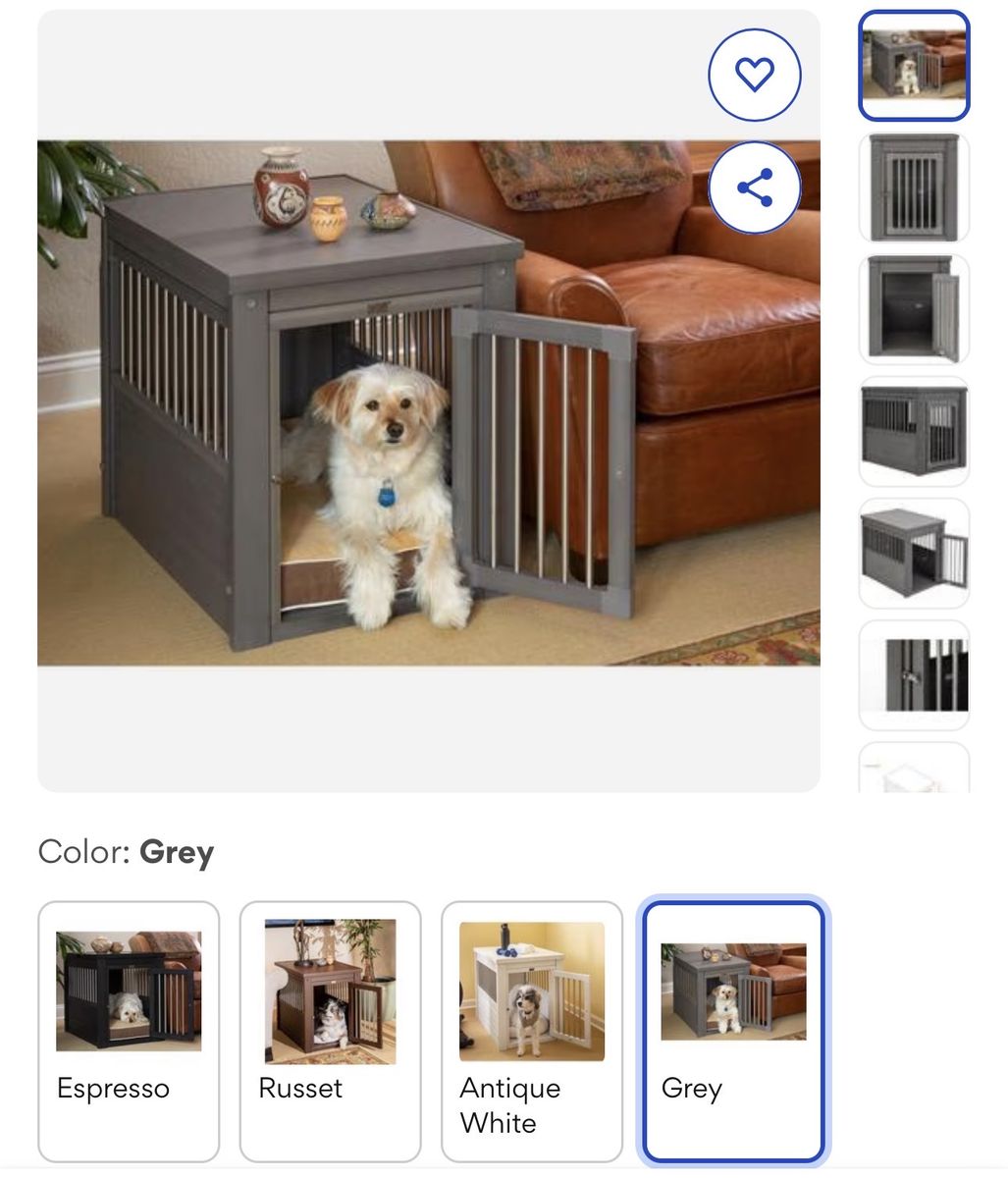 Grey Aesthetic Dog Crate Furniture - New in Box - Modern Pet Kennel & End Table